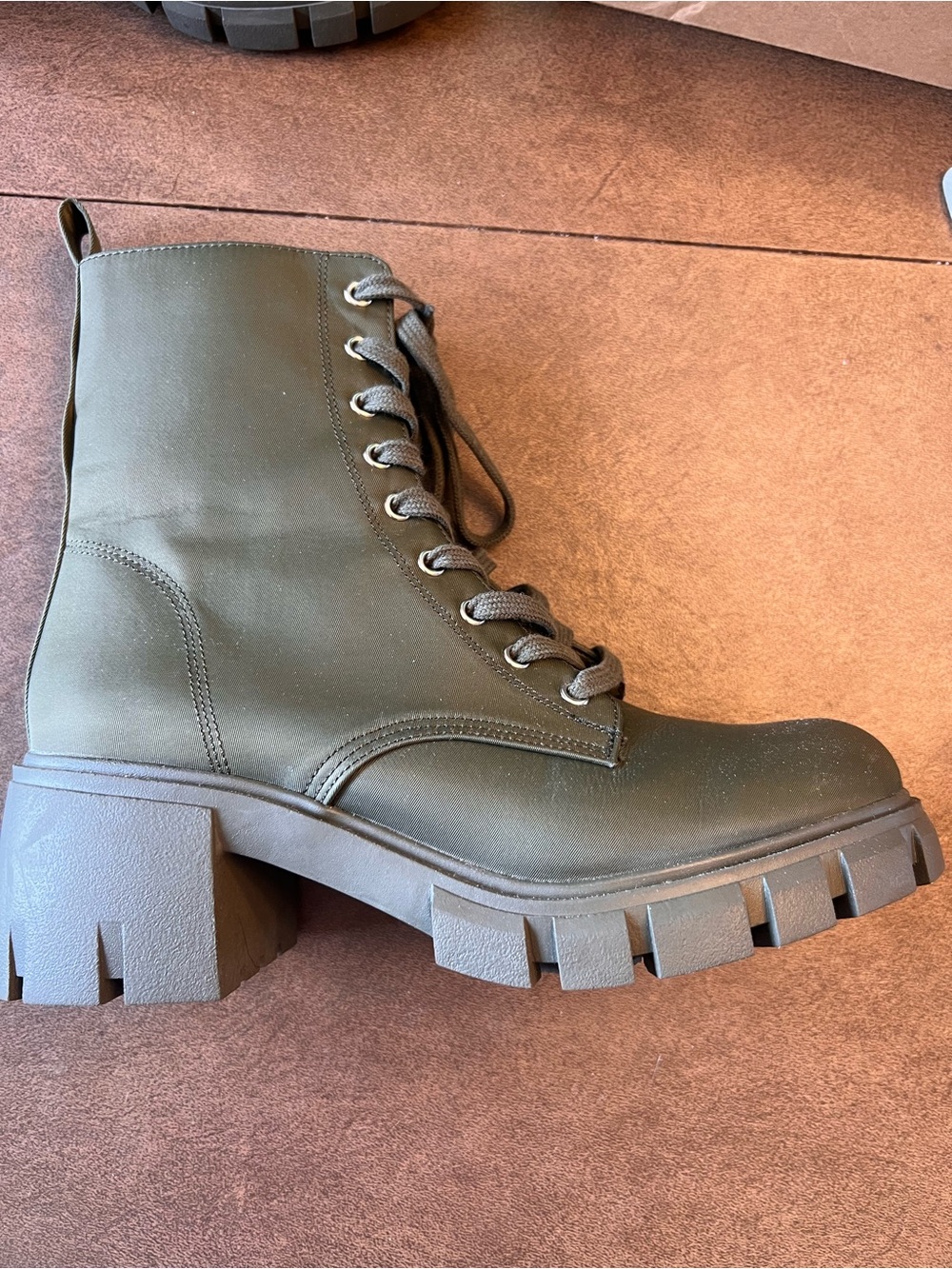 Steve Madden Olive Green Lace-Up Chunky Combat Boot